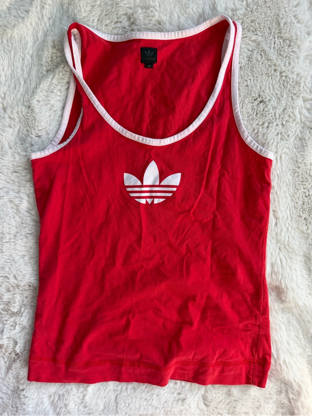 adidas Red Tank Top with White Trefoil